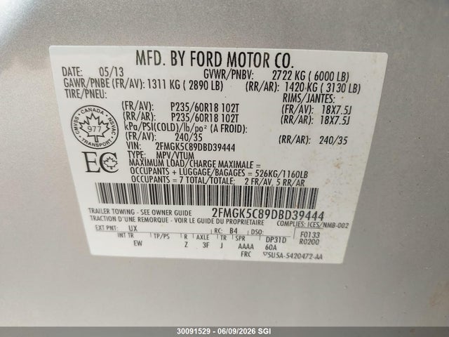Продажа на аукционе авто 2013 Ford Flex Sel, vin: 2FMGK5C89DBD39444, номер лота: 30091529