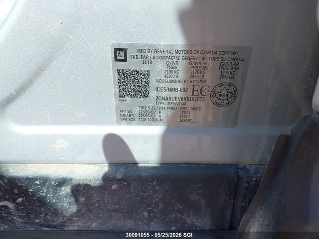 Продаж на аукціоні авто 2019 Chevrolet Equinox Lt, vin: 2GNAXUEV6K6191873, номер лоту: 30091055