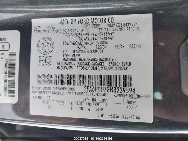 2017 Ford Fusion Se მანქანა იყიდება აუქციონზე, vin: 3FA6P0H78HR239594, აუქციონის ნომერი: 30087082