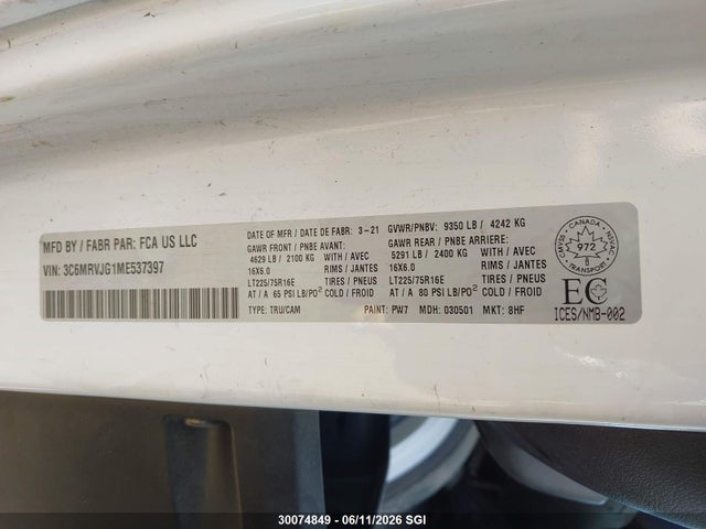 3C6MRVJG1ME537397 RAM Promaster 3500 3500 High