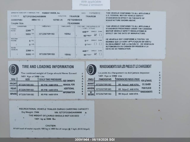 Продаж на аукціоні авто 2013 Coachmen Freedom Express, vin: 5ZT2FEXB4DA009696, номер лоту: 30091964