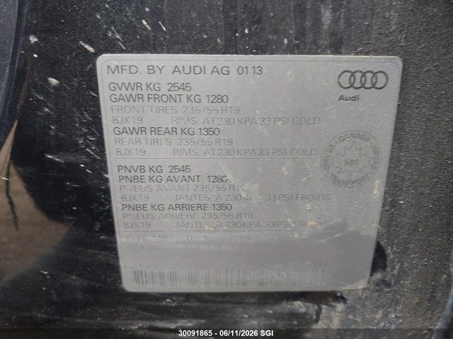 30091865 :رقم المزاد ، WA1MGCFP9DA056144 vin ، 2013 Audi Q5 Premium مزاد بيع