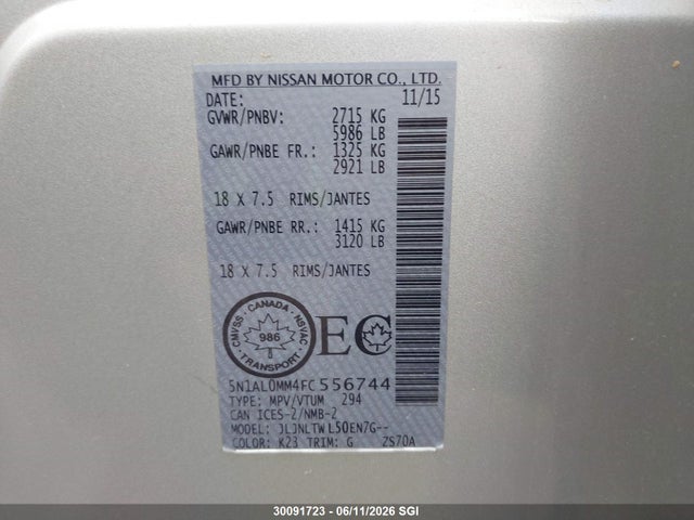 5N1AL0MM4FC556744 Infiniti QX60