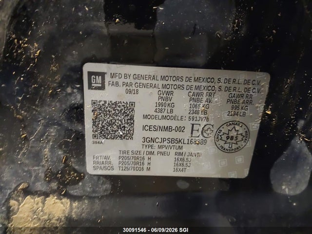 Chevrolet TRAX 1LT 2019 3GNCJPSB5KL168389 Image 9