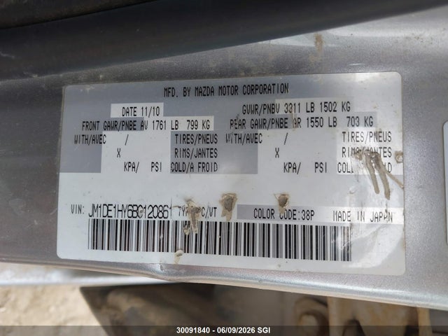 2011 Mazda Mazda2 მანქანა იყიდება აუქციონზე, vin: JM1DE1HY6B0120861, აუქციონის ნომერი: 30091840