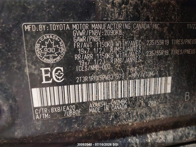 2023 Toyota Rav4 Xle/xle Premium მანქანა იყიდება აუქციონზე, vin: 2T3R1RFV5PW331979, აუქციონის ნომერი: 30092048