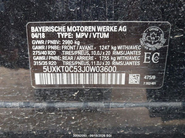 BMW X5 Xdr40e 2018 5UXKT0C53J0W03600 Image 9