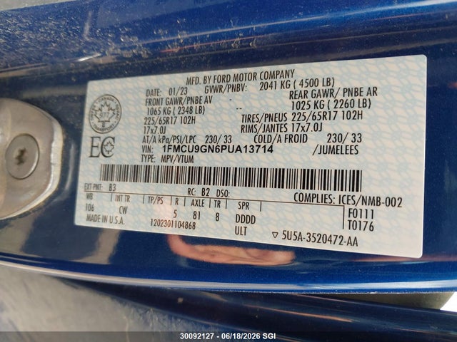 Ford Escape Active 2023 1FMCU9GN6PUA13714 Image 9