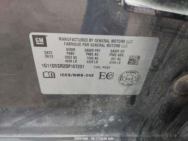Продаж на аукціоні авто 2013 Chevrolet Malibu 1lt, vin: 1G11D5SR2DF167201, номер лоту: 30091946