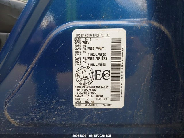 Aukcja sprzedaży 2010 Nissan Rogue S/sl/krom, vin: JN8AS5MVXAW144952, numer aukcji: 30085804