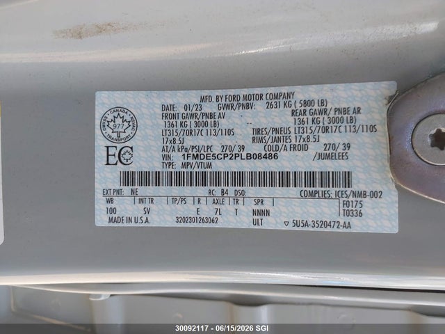 Продаж на аукціоні авто 2023 Ford Bronco Big Bend/black Diamond/outer Banks/badlands/wildtrak, vin: 1FMDE5CP2PLB08486, номер лоту: 30092117