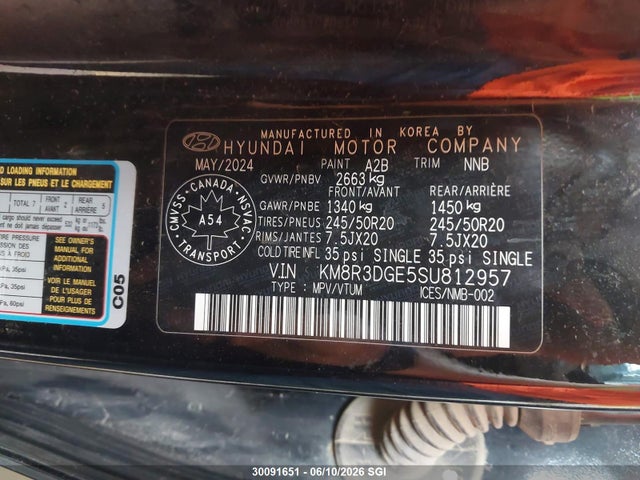 Aukcja sprzedaży 2025 Hyundai Palisade Xrt, vin: KM8R3DGE5SU812957, numer aukcji: 30091651