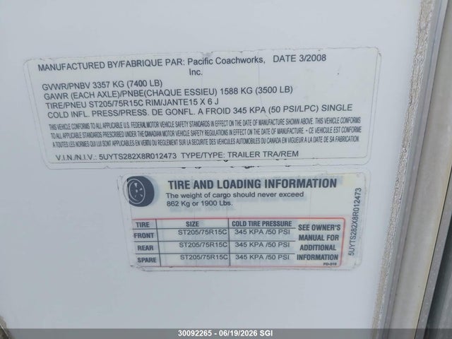 Продаж на аукціоні авто 2008 Unknown Arnes Heavy, vin: 5UYTS282X8R012473, номер лоту: 30092265