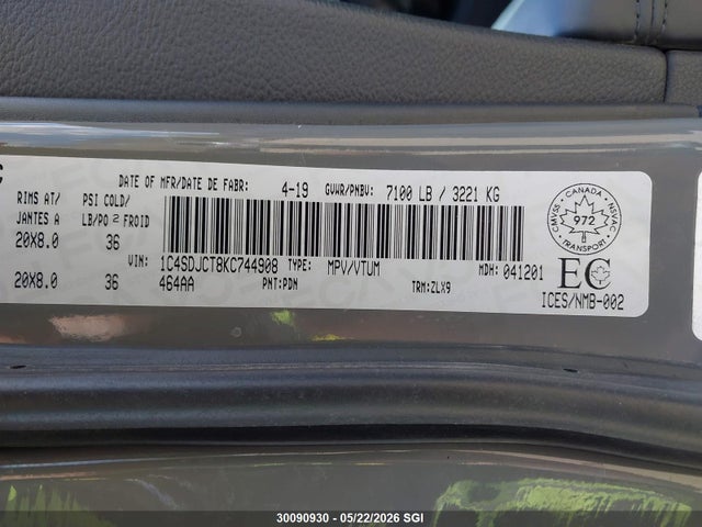 Dodge Durango R/t 2019 1C4SDJCT8KC744908 Image 9