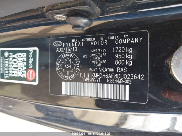 30092251 :رقم المزاد ، KMHDH6AE8DU023642 vin ، 2013 Hyundai Elantra Coupe Gs/se مزاد بيع