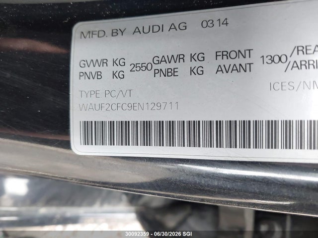 30092359 :رقم المزاد ، WAUF2CFC9EN129711 vin ، 2014 Audi S6 مزاد بيع