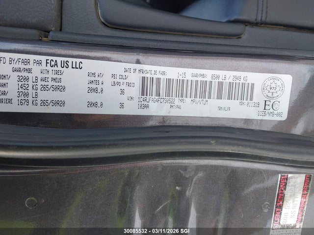Jeep Grand Cherokee Laredo 2015 1C4RJFAG4FC730522 Image 8