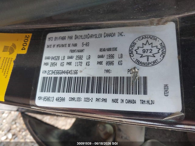 30091939 :رقم المزاد ، 2C3HE66G04H645166 vin ، 2004 Chrysler 300m مزاد بيع