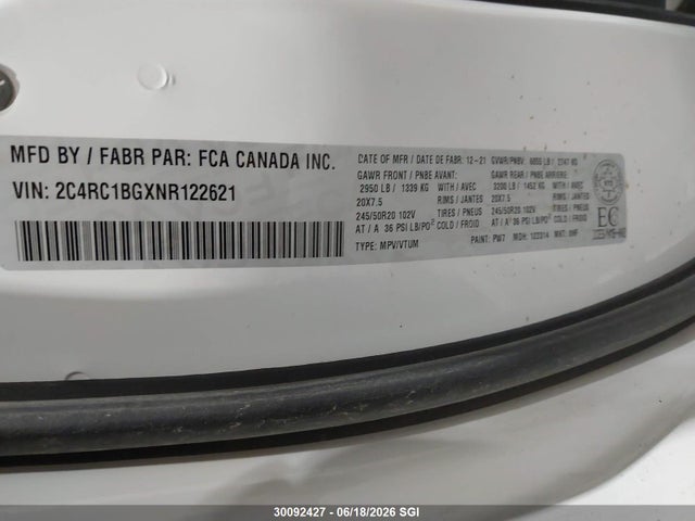 Chrysler Pacifica Touring L 2022 2C4RC1BGXNR122621 Image 9