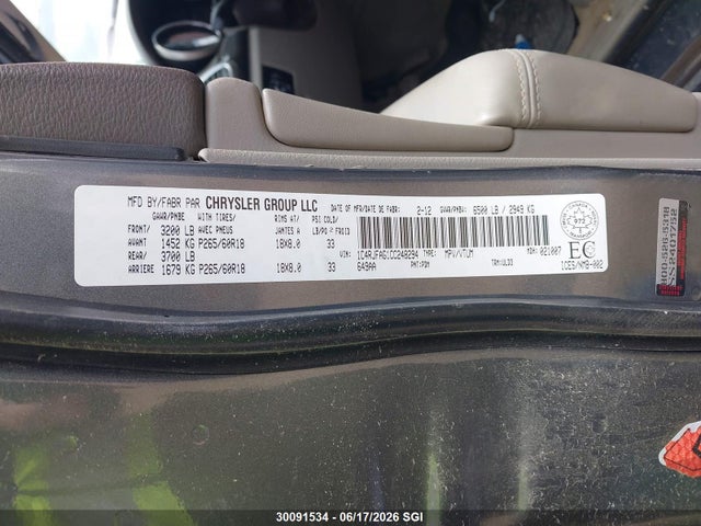 Продажа на аукционе авто 2012 Jeep Grand Cherokee Laredo, vin: 1C4RJFAG1CC248294, номер лота: 30091534