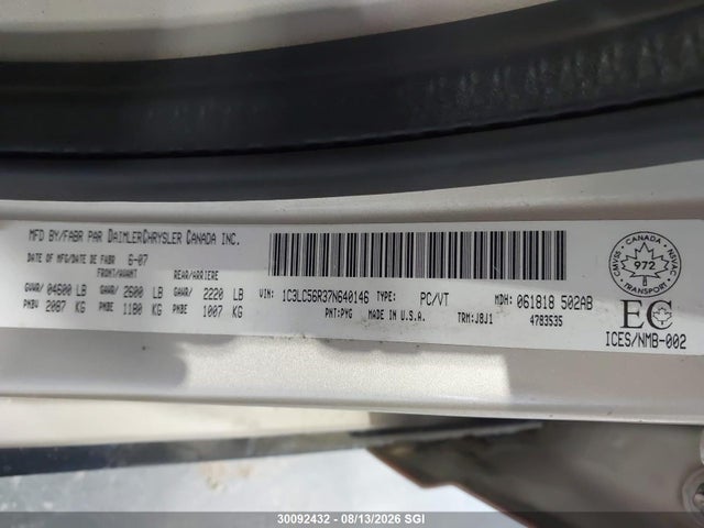Aukcja sprzedaży 2007 Chrysler Sebring Touring, vin: 1C3LC56R37N640146, numer aukcji: 30092432
