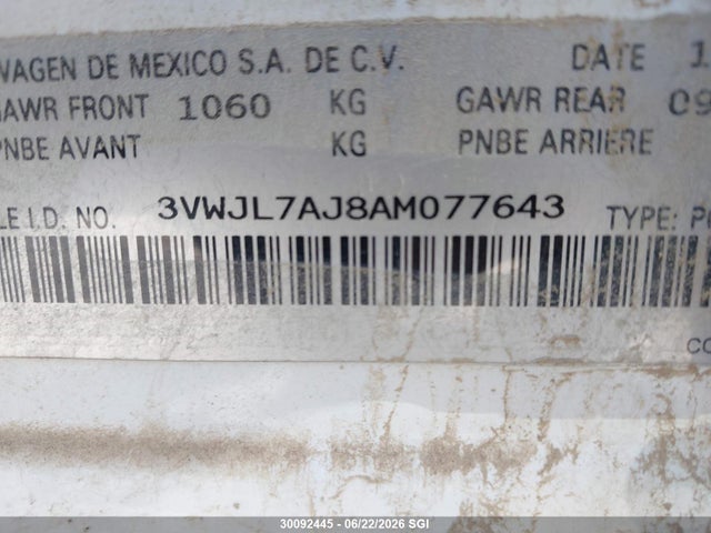 Aukcja sprzedaży 2010 Volkswagen Jetta Tdi, vin: 3VWJL7AJ8AM077643, numer aukcji: 30092445