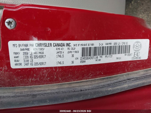 Dodge Grand Caravan Se 2014 2C4RDGBG4ER371108 Image 9