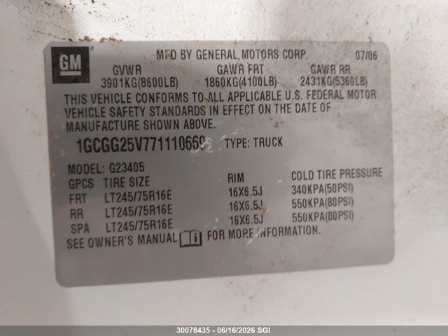 2011 Chevrolet Express G2500 მანქანა იყიდება აუქციონზე, vin: 1GCWGFFA4B1122883, აუქციონის ნომერი: 30078435