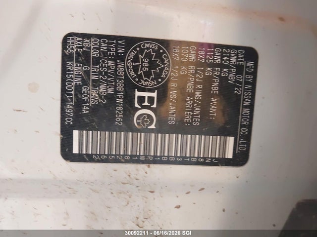 2023 Nissan Rogue Sv მანქანა იყიდება აუქციონზე, vin: JN8BT3BB1PW182562, აუქციონის ნომერი: 30092211