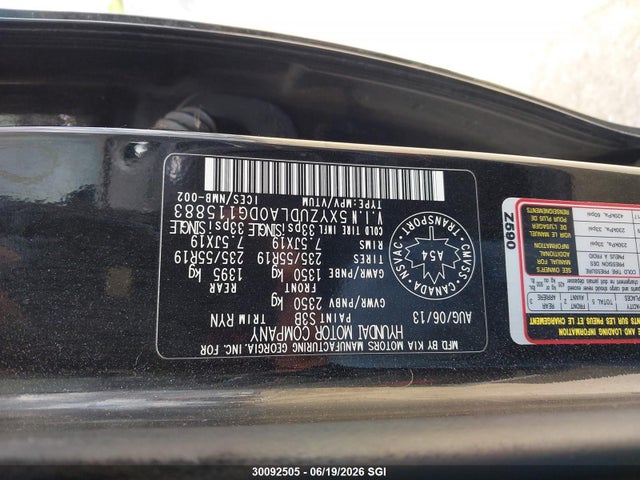 Продаж на аукціоні авто 2013 Hyundai Santa Fe Sport, vin: 5XYZUDLA0DG115883, номер лоту: 30092505