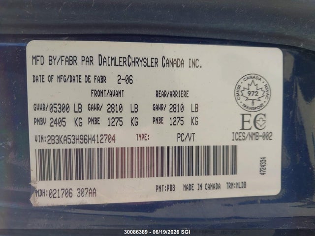 Продажа на аукционе авто 2006 Dodge Charger R/t, vin: 2B3KA53H96H412704, номер лота: 30086389