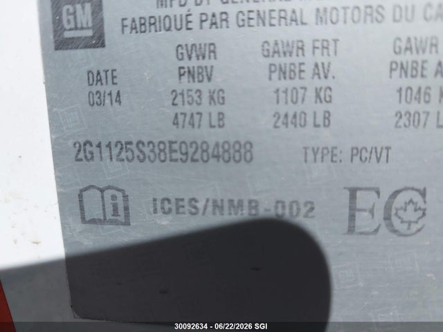 Chevrolet Impala 2014 2G1125S38E9284888 Image 9