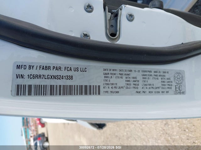 1C6RR7LGXNS241338 RAM 1500 Classic Slt