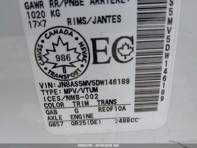 Aukcja sprzedaży 2013 Nissan Rogue S/sv, vin: JN8AS5MV5DW146189, numer aukcji: 30092700