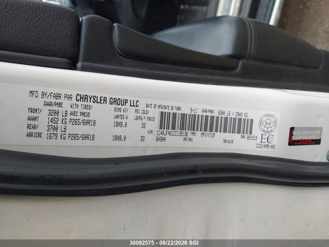 Продажа на аукционе авто 2012 Jeep Grand Cherokee Laredo, vin: 1C4RJFAG1CC139138, номер лота: 30092575