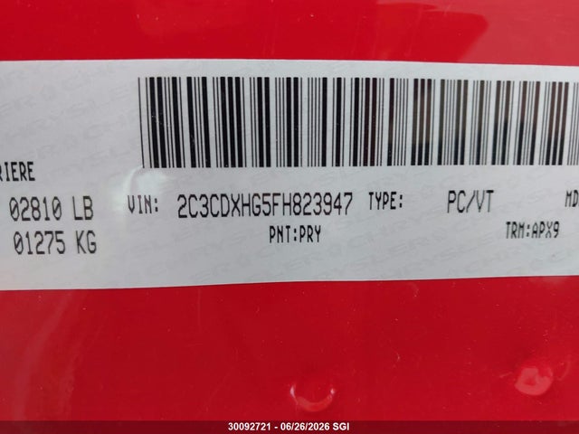Dodge Charger Sxt 2015 2C3CDXHG5FH823947 Image 9