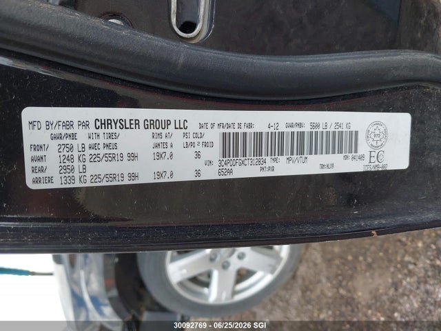2012 Dodge Journey R/t მანქანა იყიდება აუქციონზე, vin: 3C4PDDFGXCT312834, აუქციონის ნომერი: 30092769