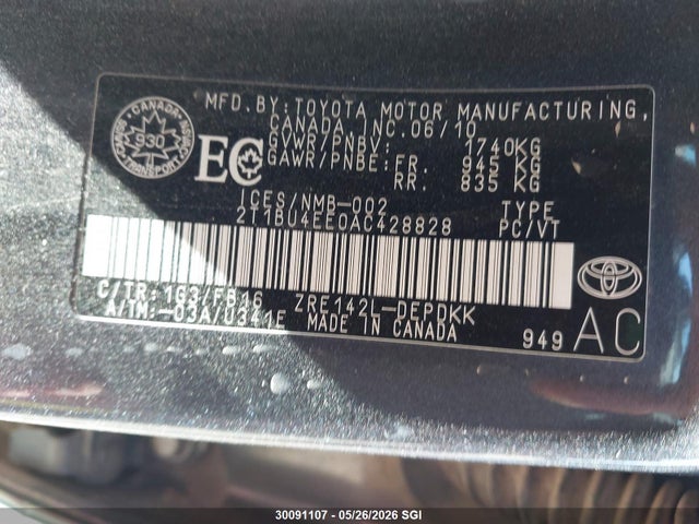 2010 Toyota Corolla S/le/xle მანქანა იყიდება აუქციონზე, vin: 2T1BU4EE0AC428828, აუქციონის ნომერი: 30091107
