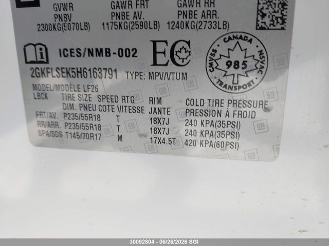 Продажа на аукционе авто 2017 Gmc Terrain, vin: 2GKFLSEK5H6163791, номер лота: 30092804