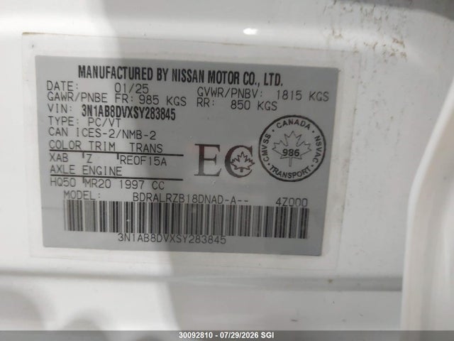 Nissan SENTRA SR 2025 3N1AB8DVXSY283845 Image 9