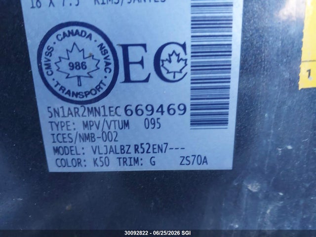 Aukcja sprzedaży 2014 Nissan Pathfinder S/sv/sl/platinum, vin: 5N1AR2MN1EC669469, numer aukcji: 30092822