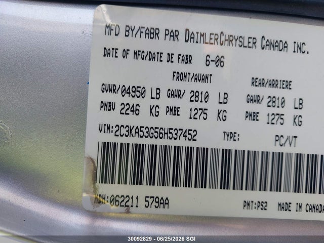 Продажа на аукционе авто 2006 Chrysler 300 Touring, vin: 2C3KA53G56H537452, номер лота: 30092829