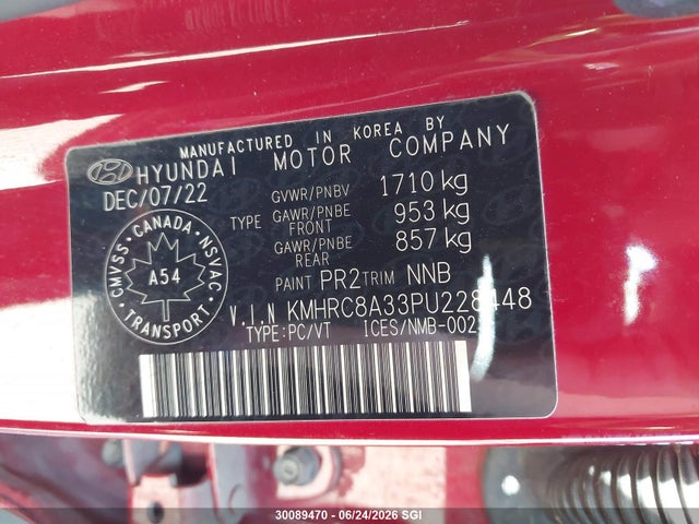 Продаж на аукціоні авто 2023 Hyundai Venue Sel/limited, vin: KMHRC8A33PU228448, номер лоту: 30089470