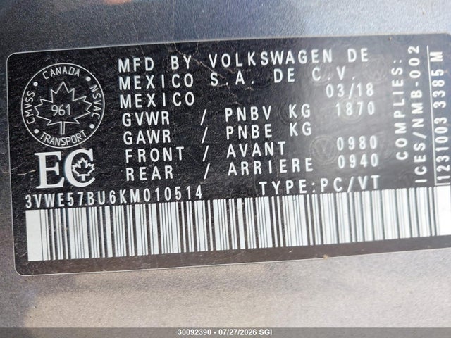 Volkswagen JETTA SEL 2019 3VWE57BU6KM010514 Image 9