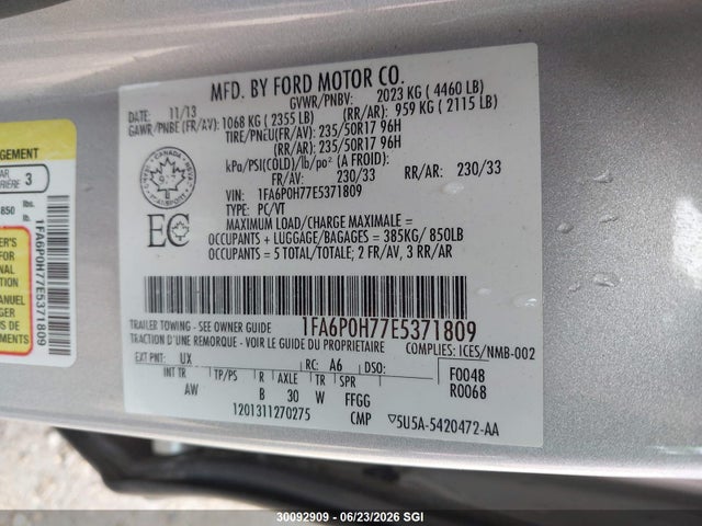 Продаж на аукціоні авто 2014 Ford Fusion Se, vin: 1FA6P0H77E5371809, номер лоту: 30092909