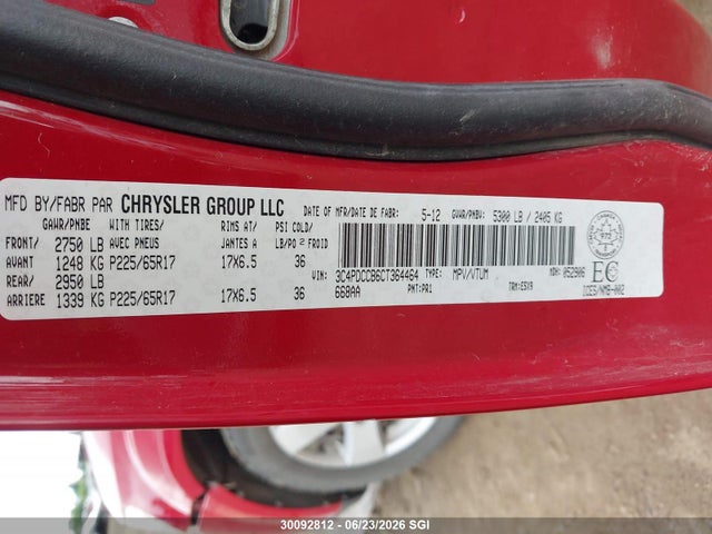 Продаж на аукціоні авто 2012 Dodge Journey Sxt, vin: 3C4PDCCB6CT364464, номер лоту: 30092812