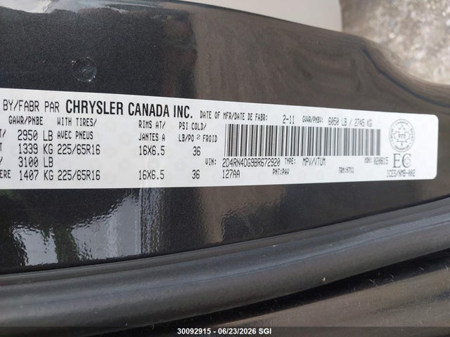 Auction sale of the 2011 Dodge Grand Caravan Express, vin: 2D4RN4DG9BR672920, lot number: 30092915