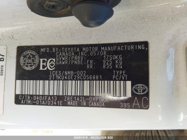 2009 Toyota Matrix მანქანა იყიდება აუქციონზე, vin: 2T1KU40E29C056881, აუქციონის ნომერი: 30091519