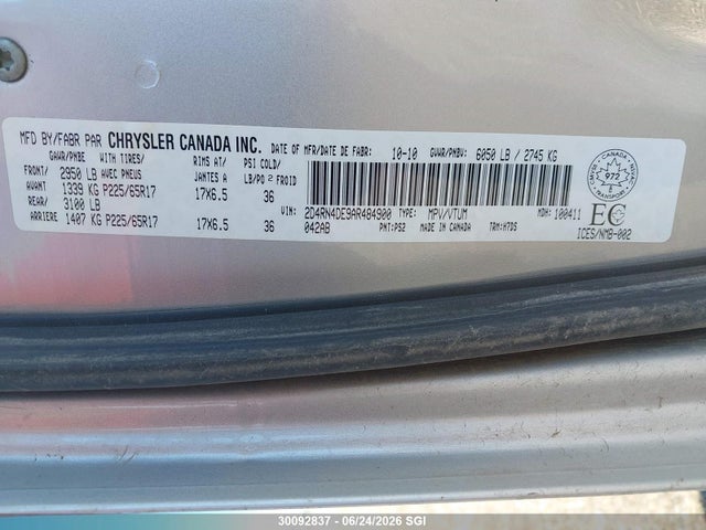 30092837 :رقم المزاد ، 2D4RN4DE9AR484900 vin ، 2010 Dodge Grand Caravan Se مزاد بيع