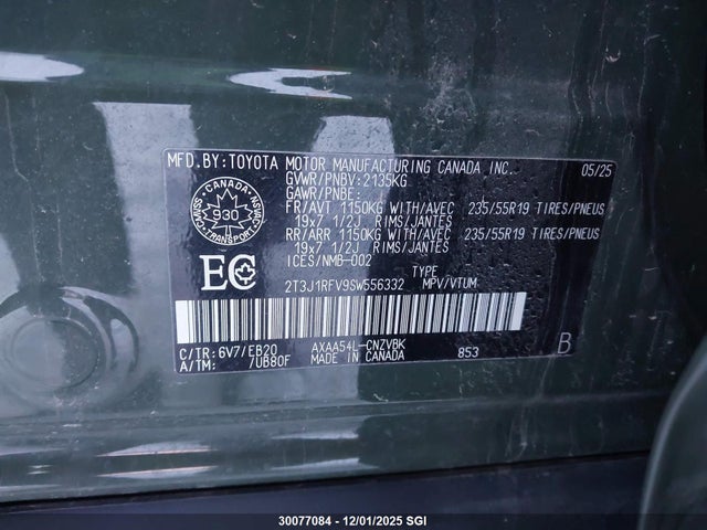 Auction sale of the 2025 Toyota Rav4 Adventure/trd Off Road, vin: 2T3J1RFV9SW556332, lot number: 30077084